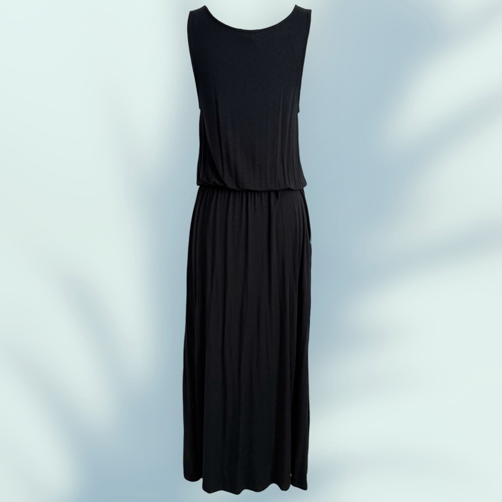 Nordstrom Caslon Black Knit Sleeveless Elastic Waist Maxi Dress M (8/10) - Picture 3 of 12